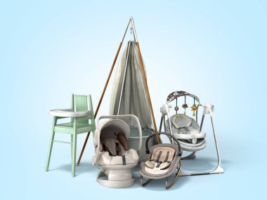 Çocuklar için mobilya ve mobilya reklamları için çocuk ürünleri sunumu 3D gradyan