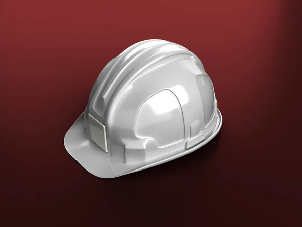 White Helmet Dark Red Background Simple Construction Presentation Consept Render — Stock Photo, Image