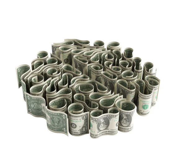 Dolar Banknotları Beynin Bilgi Yatırımın Monetizasyonu Kavramının Kıvrımları Şeklinde Ortaya — Stok fotoğraf