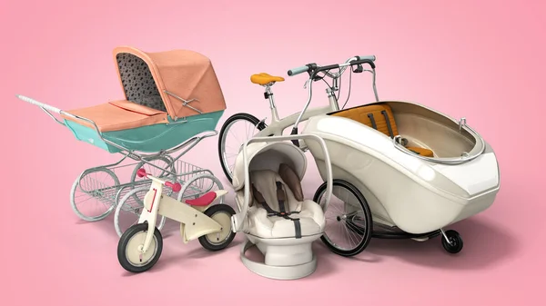 Veicoli Bambini Bici Seggiolino Auto Runbike Passeggino Rendere Sul Gradiente — Foto Stock