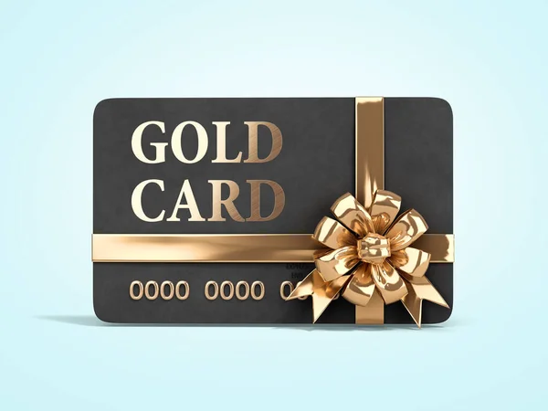 Vip Zlatá Karta Zlatým Lukem Vykreslení Modrém Gradientu Pozadí — Stock fotografie