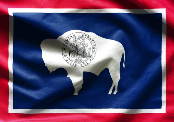 那面料旗帜飘扬的怀俄明州 — 图库照片