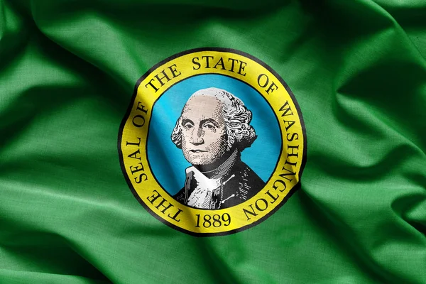 Textura de la tela de la bandera de Washington - Banderas de los Estados Unidos —  Fotos de Stock