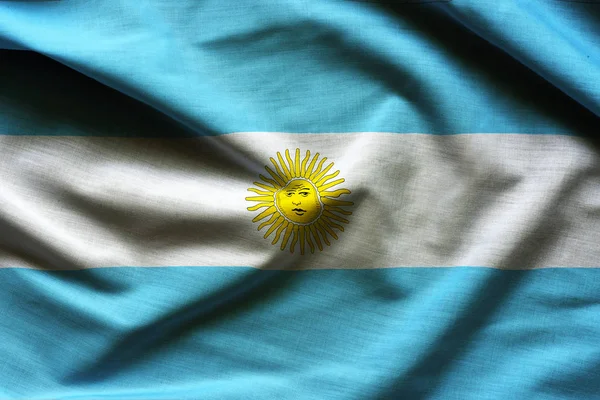 Argentina flagga, med viftande tyg textur — Stockfoto