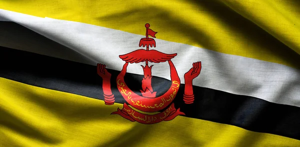 Gros plan du drapeau ondulé du Brunei — Photo