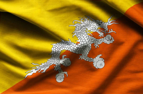 Bandiera sventolante del Bhutan — Foto Stock