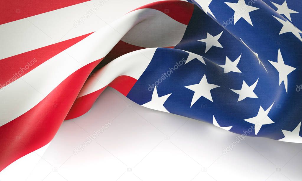 American flag on plain background