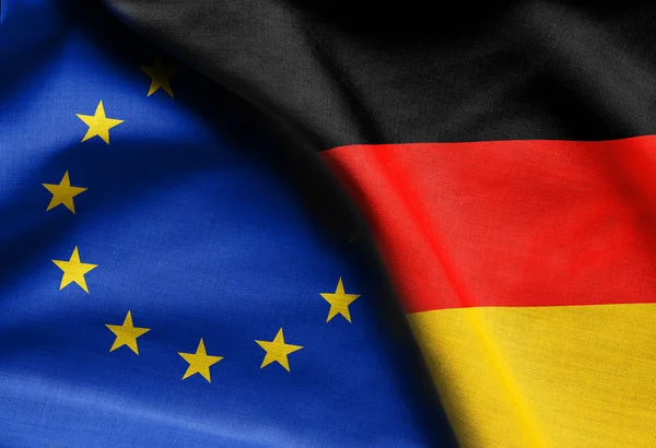 Vlajky Německa a Evropské unie — Stock fotografie