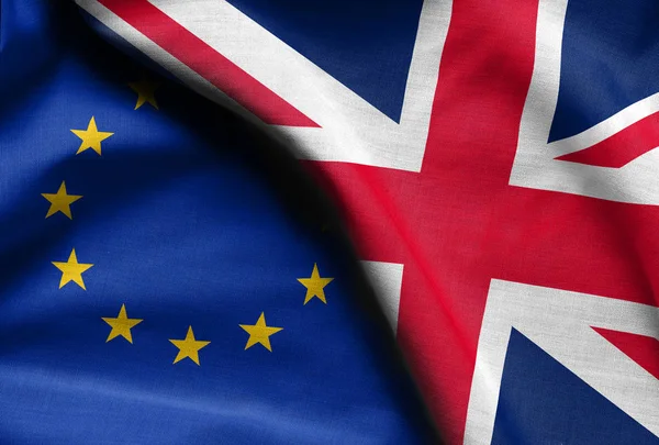 Vlaggen van het verenigde koninkrijk en de Europese Unie. — Stockfoto