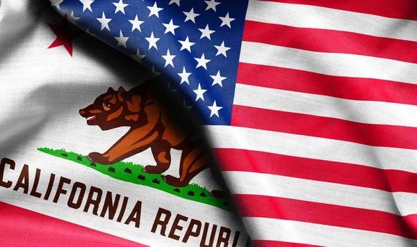 Bandeiras estaduais dos EUA e da Califórnia — Fotografia de Stock
