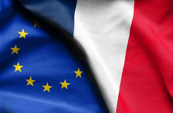 Lijst van vlaggen van Frankrijk en de Europese Unie — Stockfoto