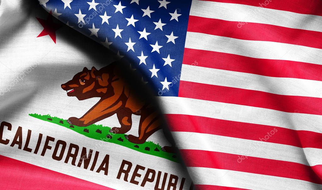 Fabric US and California state flags