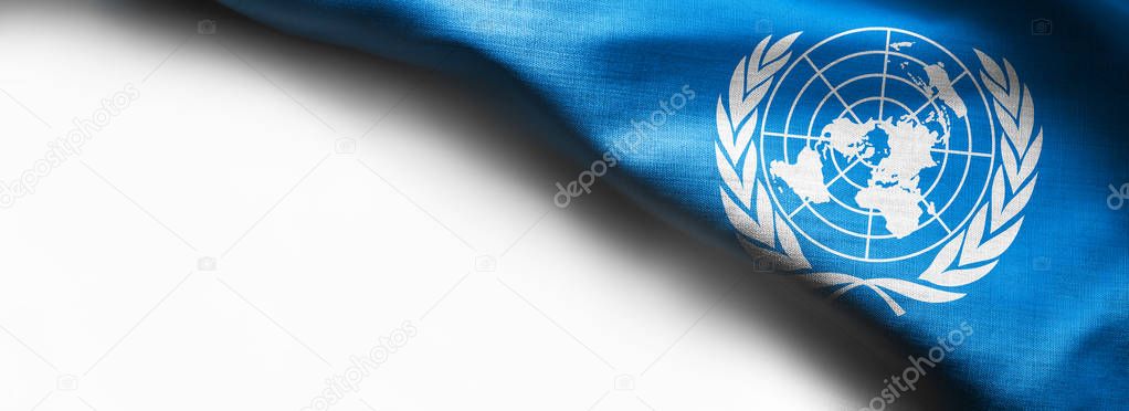 Flag of United Nations on white background