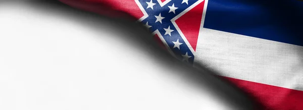 Tyg konsistens Mississippi flagga bakgrund - flagga på vit bakgrund - höger övre hörn - gratis kopia utrymme — Stockfoto