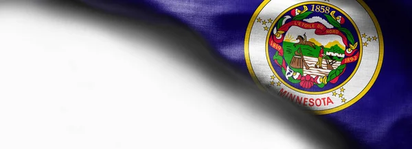 ミネソタ州旗の背景の生地の質感-白い背景の旗-右上隅-無料コピースペース — ストック写真
