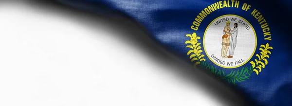 Textura de la tela del fondo de la bandera de Kentucky - bandera sobre fondo blanco - esquina superior derecha - espacio libre para copiar — Foto de Stock