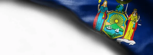 Stof textuur van de vlag van New York - vlaggen uit de VS — Stockfoto
