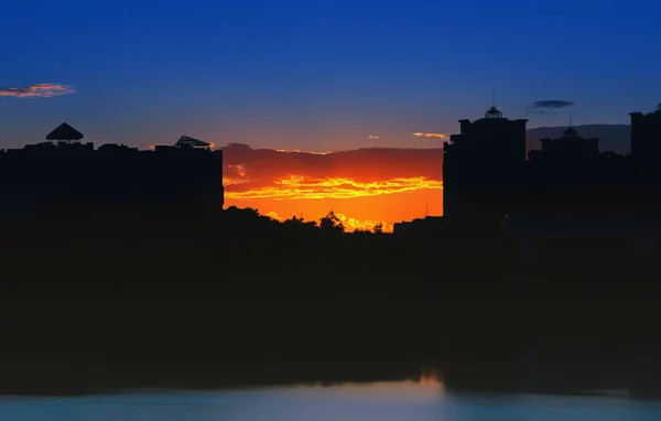 Night City Landscape At Sunset — Stock Photo, Image