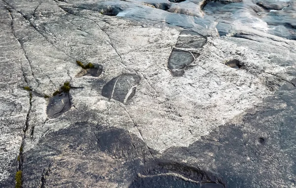 Granit kıyısında petroglifler