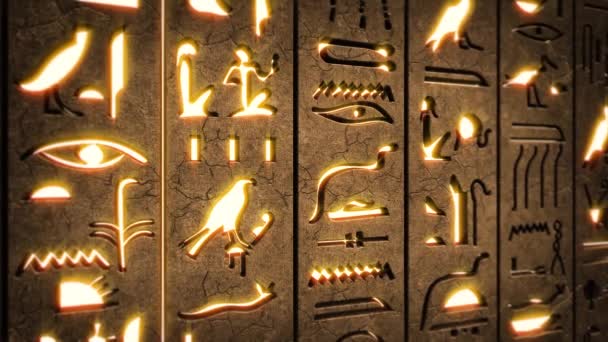 Hieróglifos Sobre Pedra Egípcia Antiga Escultura Fundo Egito Hieróglifos Oriente — Vídeo de Stock