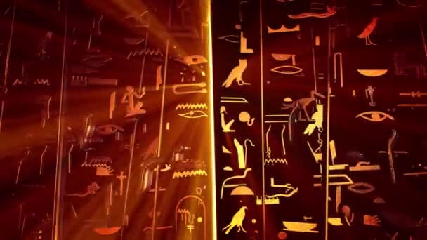 Jeroglíficos Sobre Piedra Egipcia Antigua Talla Fondo Egipto Jeroglíficos Medio — Vídeo de stock