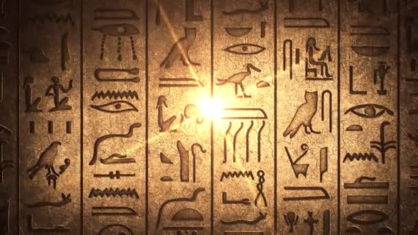 Hieroglyfer Forntida Egyptiska Sten Carving Bakgrund Egypten Hieroglyfer Mellanöstern Arkeologi — Stockvideo