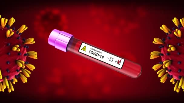 Εξέταση Αίματος Επιδημία Του Coronavirus Covid Ιατρική Κινούμενη Μορφή Πλαίσιο — Αρχείο Βίντεο