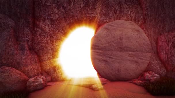Sír Jézus Feltámadt Kálvária Domb Krisztus Keresztre Feszítették Húsvét Golgotakő — Stock videók