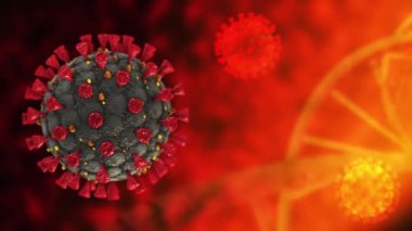 Coronavirus Covid-19 Hücre Virüsü salgını tıbbi animasyon. Hanta virüsü tehlikeli grip alarmı. arkaplan