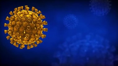 Coronavirus Covid-19 Hücre Virüsü salgını tıbbi animasyon. Hanta virüsü tehlikeli grip alarmı. arkaplan