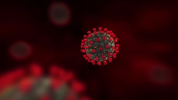 Coronavirus Covid Sejtvírus Kitörése Orvosi Animáció Hantavírus Veszélyes Influenza Riasztás — Stock videók