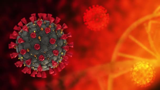 Coronavirus Covid Virus Cellulare Focolaio Animazione Medica Hantavirus Allarme Influenzale — Video Stock