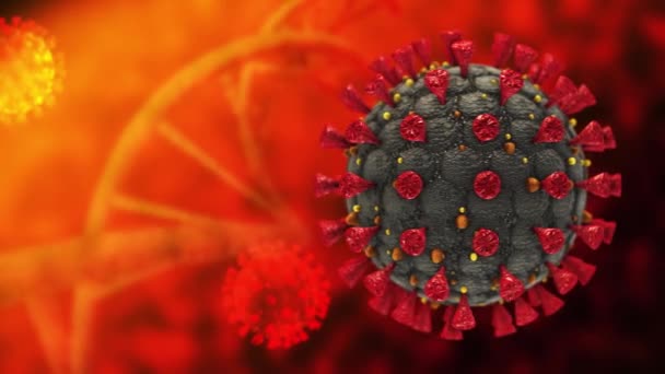 Ιός Coronavirus Covid Κυτταρικός Ιός Hantavirus Εστία Ιατρικής Animation — Αρχείο Βίντεο