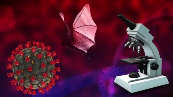 Coronavirus Covid19 Badanie Krwi Wirus Komórkowy Ognisko Animacji Medycznej Sars — Wideo stockowe