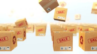 Karton kutu teslimat deposu satışı. Nakliye fabrikası lojistik paketi e-ticaret. Perakende pazarlama çevrimiçi ürün satışı