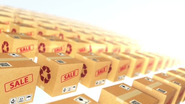 Cajas Cartón Entrega Venta Almacén Envío Paquete Logístico Fábrica Commerce — Vídeos de Stock