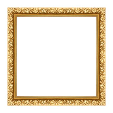 izole üzerinde beyaz arka plan oyulmuş çerçeve vintage boş resim çerçevesi ahşap.
