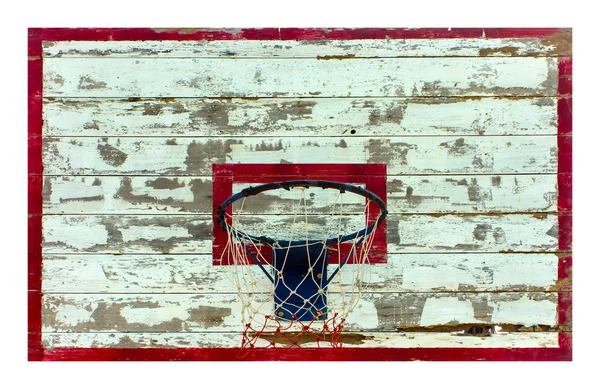 Aro de baloncesto Antiguo fondo aislado al aire libre blanco . — Foto de Stock
