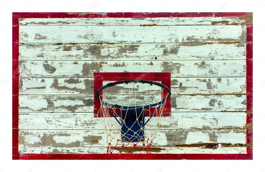 basketball hoop Old outdoor isolated background white.