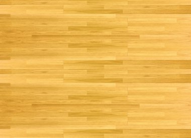 Hardwood akçaağaç basketbol sahasının zemini yukarıdan görünüyor..
