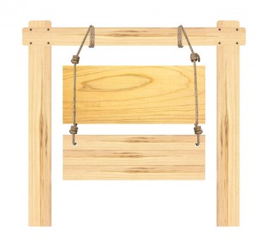 Beyaz zemin üzerinde izole ahşap tabela