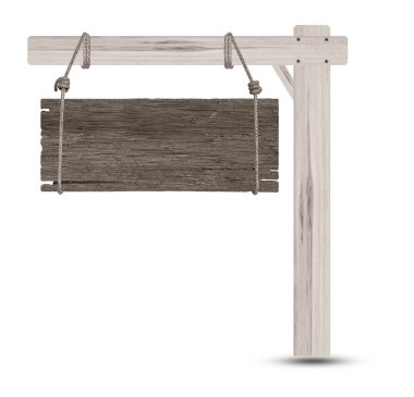 Beyaz zemin üzerinde izole ahşap tabela