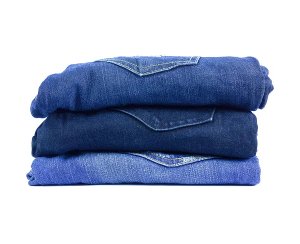 Jeans denim isoleret på hvid baggrund. - Stock-foto