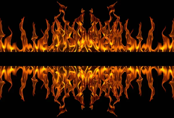 Brand vlam met vonken op een zwarte achtergrond — Stockfoto