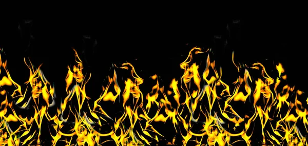 Tűz lángja, a fekete háttér a szikra — Stock Fotó