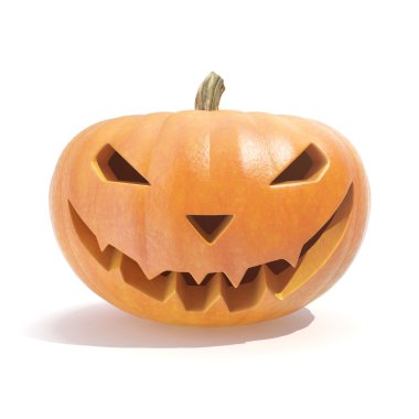 Korkunç Jack O Fener halloween balkabağı beyaz izole. 3d render