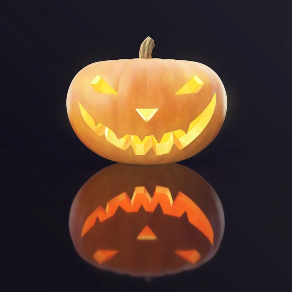 Halloween Calabaza Jack O Linterna con la cara brillante. renderizado 3d —  Fotos de Stock