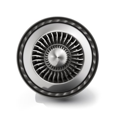 Jet motoru arka görünümü beyaz arka plan üzerinde izole. 3d render