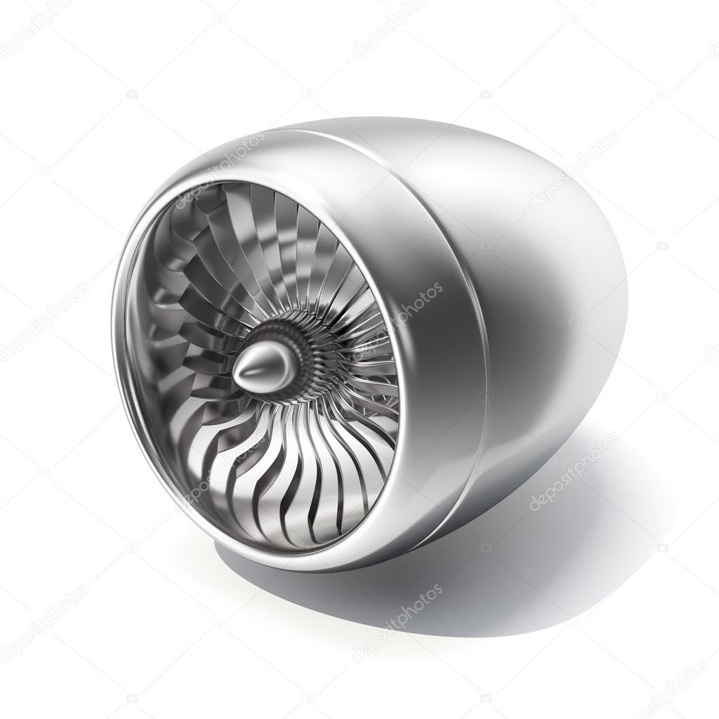 Jet engine isolated on white background. 3d rendering