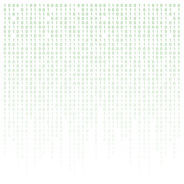Código binario fondo verde y blanco con dígitos en la pantalla. Algoritmo, datos, codificación de descifrado, matriz de fila . — Foto de Stock